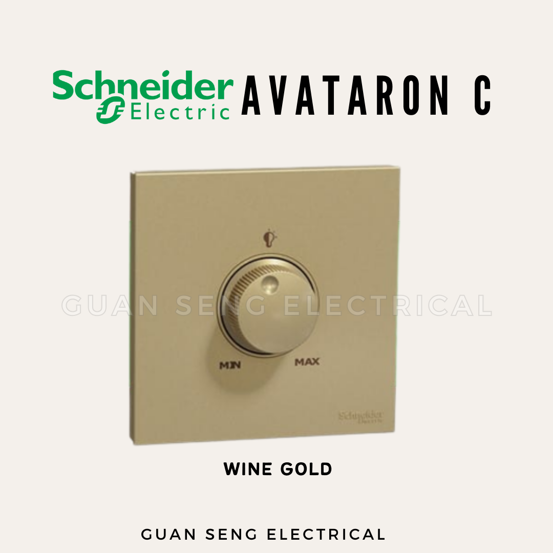 Schneider Avataron C 240V 250W Universal Dimmer with Switch White, Wine Gold, Dark Grey