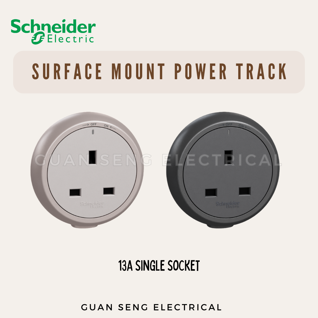 Schneider Electric Easy Series Surface Mount Power Track Module Socket Light Brown Grey