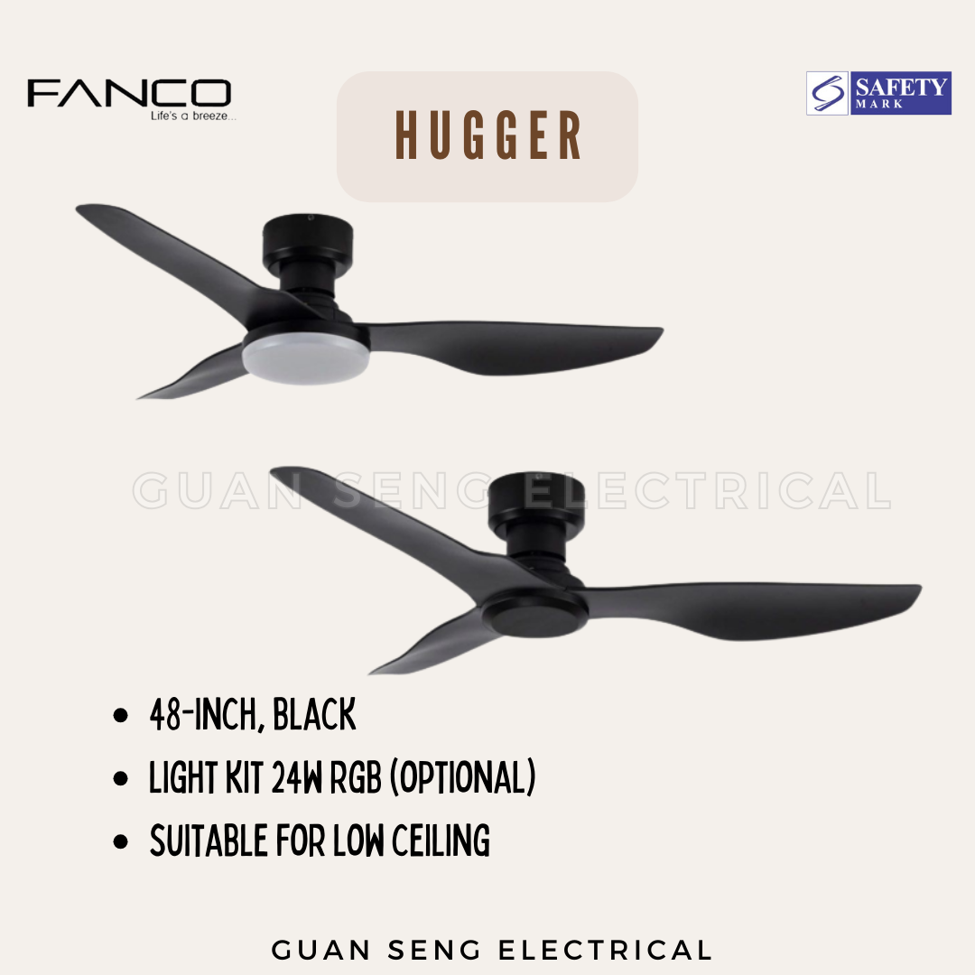 FANCO Hugger 48" DC Motor Ceiling Fan with Remote Control