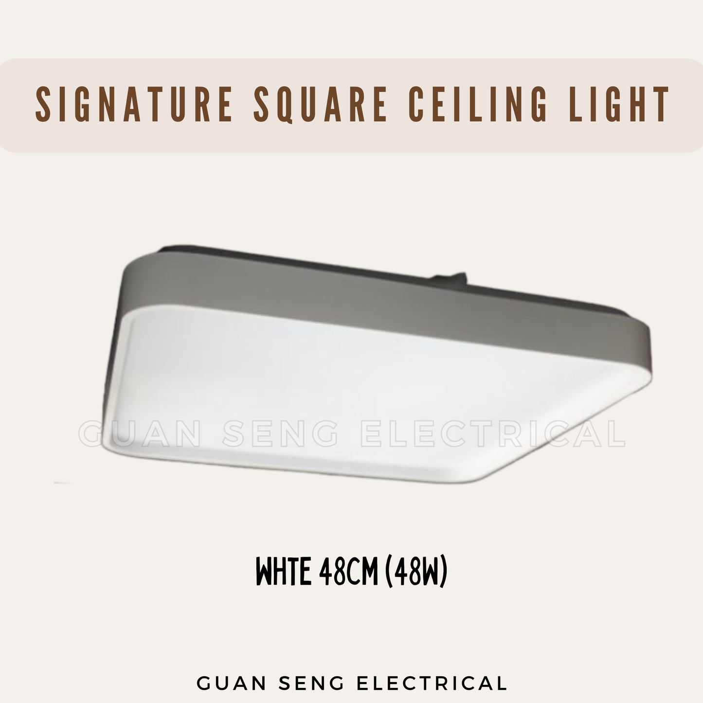 Signature Square Ceiling Light Black White 36W 48W Daylight 3 Tone