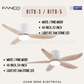 FANCO Smart RITO 3 RITO 5 Black White Pine Wood DC Motor Ceiling Fan with 3 Tone LED Light Kit