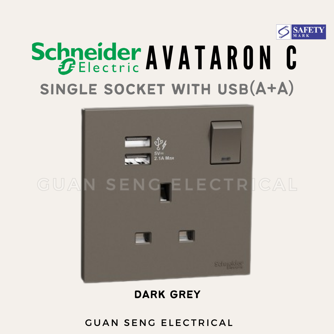 Schneider Avataron C 13A Single Socket with USB