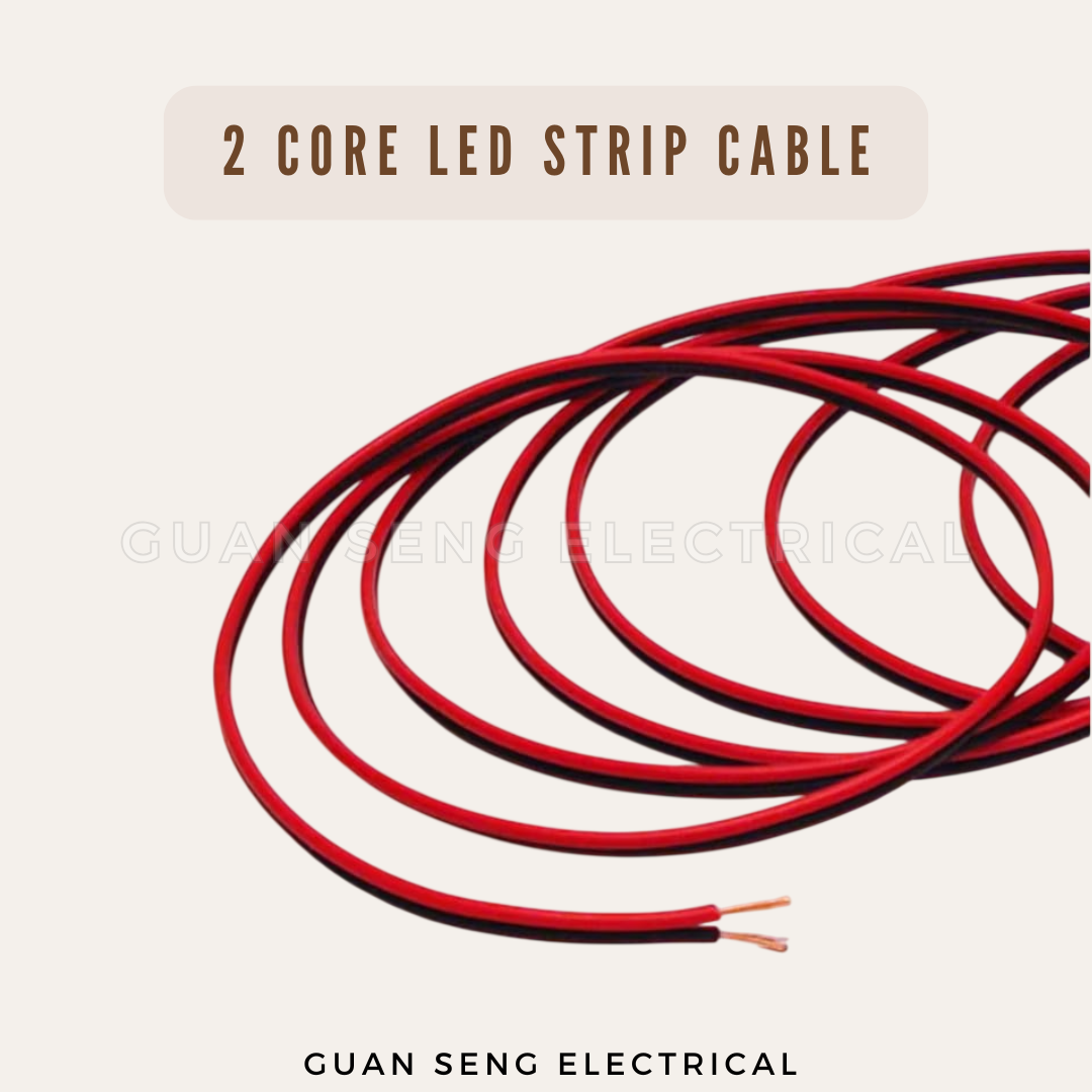 22 AWG 2 Core LED Strip Extension Cable Red Black Copper Wire 12V 24V PVC Insulated