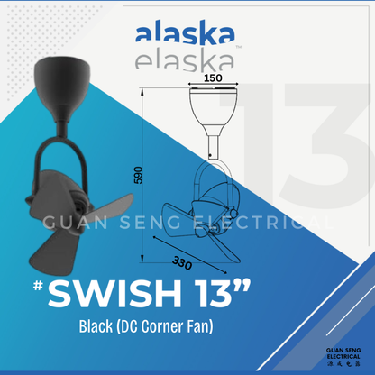 ALASKA SWISH 13″ Corner DC Ceiling Fan