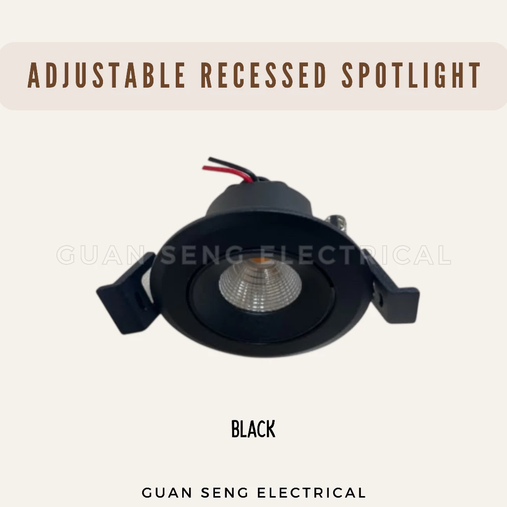 Adjustable Recessed Cabinet Spotlight 3W Black White Warm White Cool White Daylight