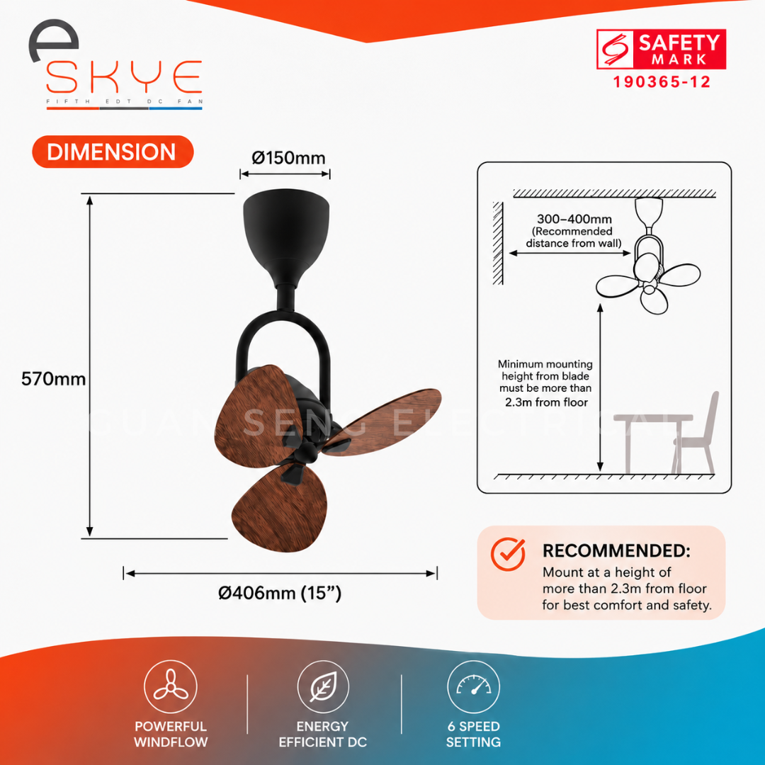 ALASKA ESKYE 15" Smart Wifi Control DC Corner Fan