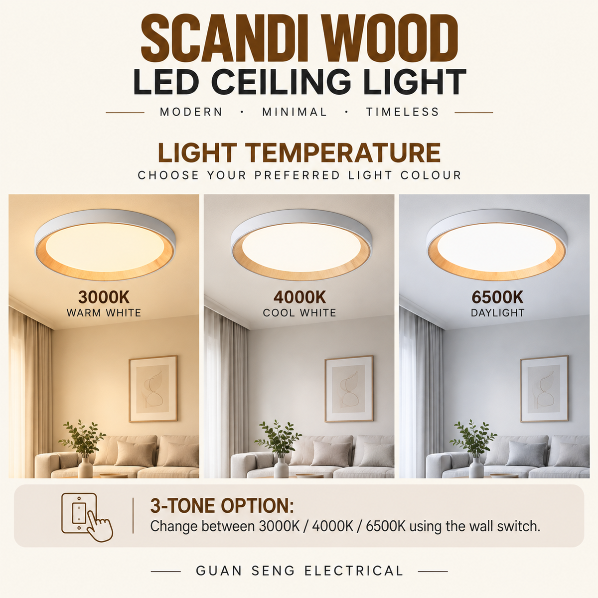 Scandi Wood LED Ceiling Light
