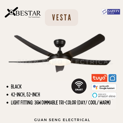 BESTAR Vesta 42" 52" Smart Wifi Control DC Motor Ceiling Fan