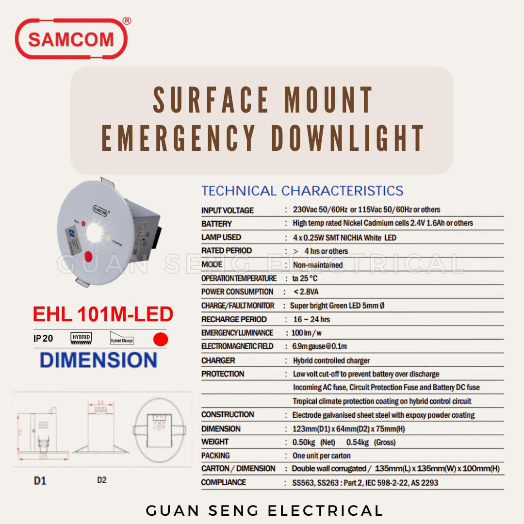 Samcom Electronics Surface Mount Led Down Light EHL-101M-LED + CLD