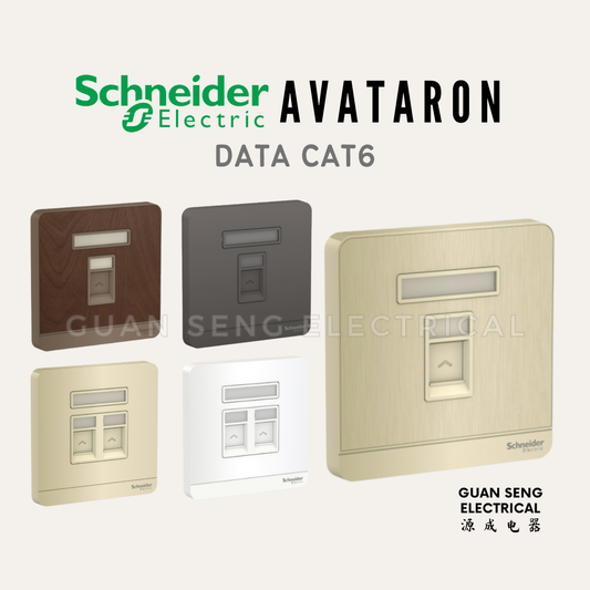 Schneider AvatarON RJ45 Cat6 Data Socket White Dark Grey Dark Wood Wine Gold Hairline Gold