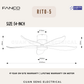 FANCO Smart RITO 3 RITO 5 Black White Pine Wood DC Motor Ceiling Fan with 3 Tone LED Light Kit