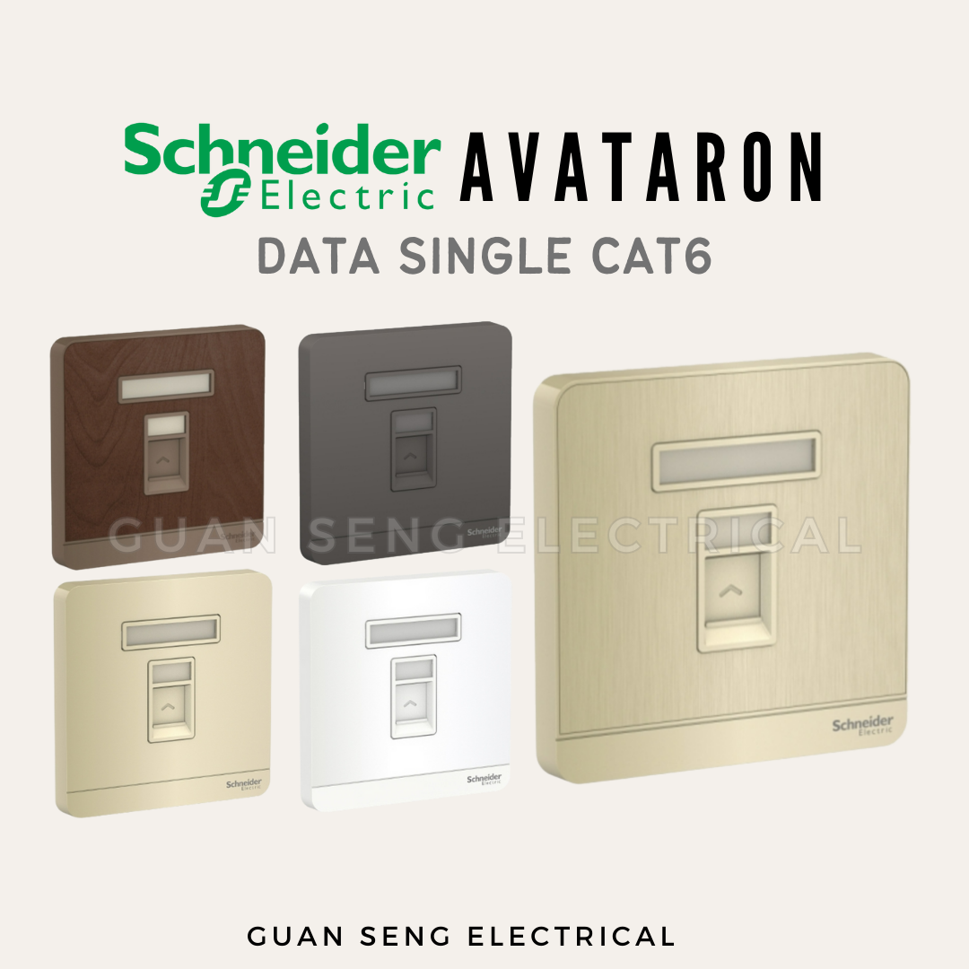Schneider AvatarON RJ45 Cat6 Data Socket White Dark Grey Dark Wood Wine Gold Hairline Gold