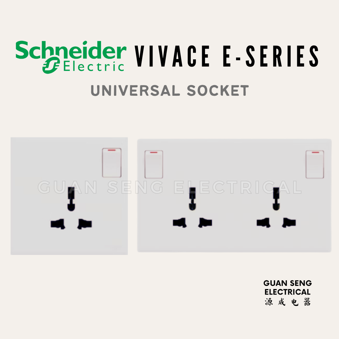 Schneider Electric Vivace E-Series Universal Socket White | Guan Seng Electrical Singapore