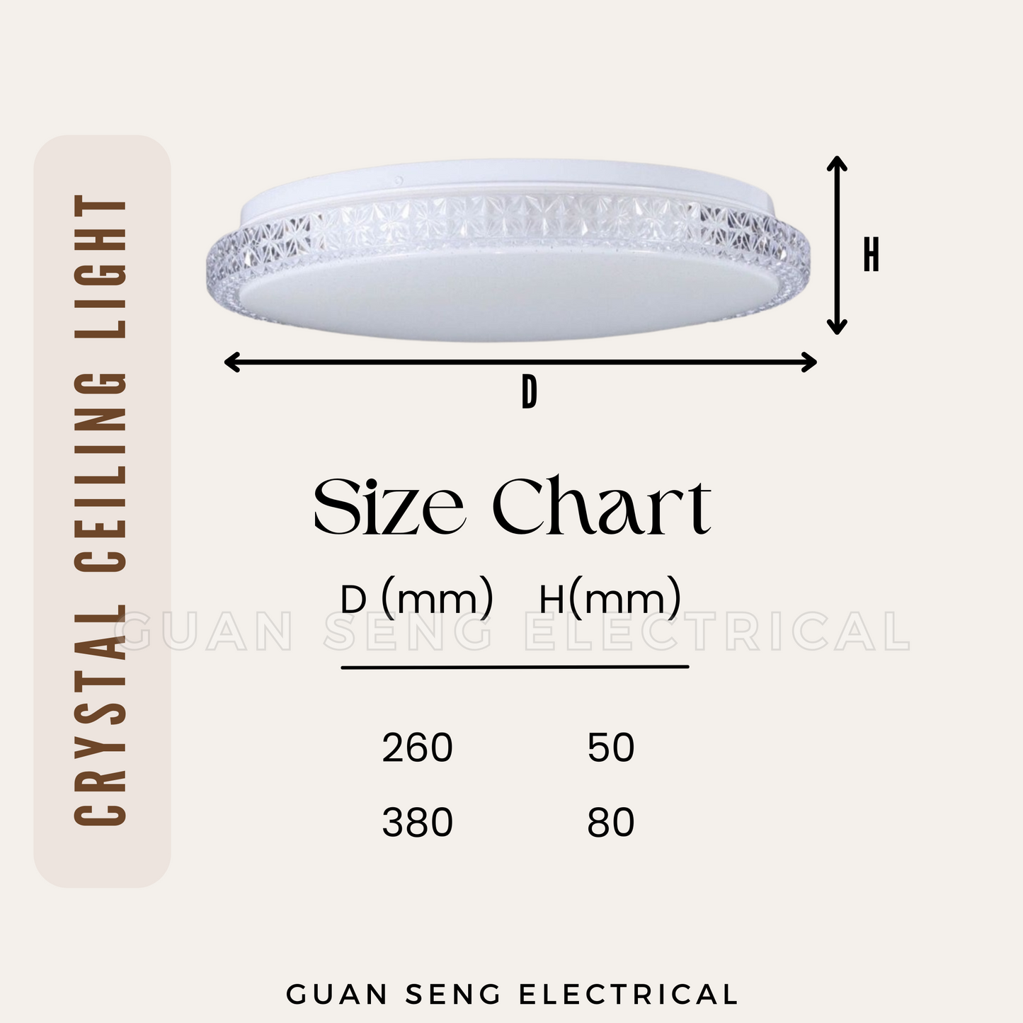 Crystal LED Ceiling Light 24W 36W - Daylight 3 Tone