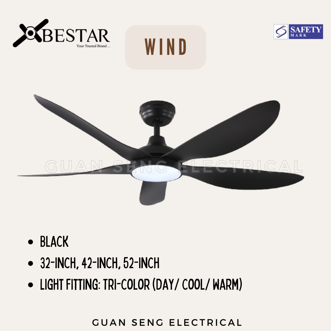 BESTAR Wind 32" 42" 52" DC Motor Ceiling Fan with Remote Control