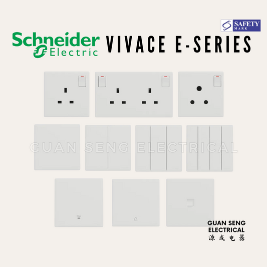 Schneider Electric Vivace E-Series Socket and Switch White Newest 2025 Design