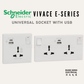 Schneider Electric Vivace E-Series Universal Socket with USB White | Guan Seng Electrical Singapore