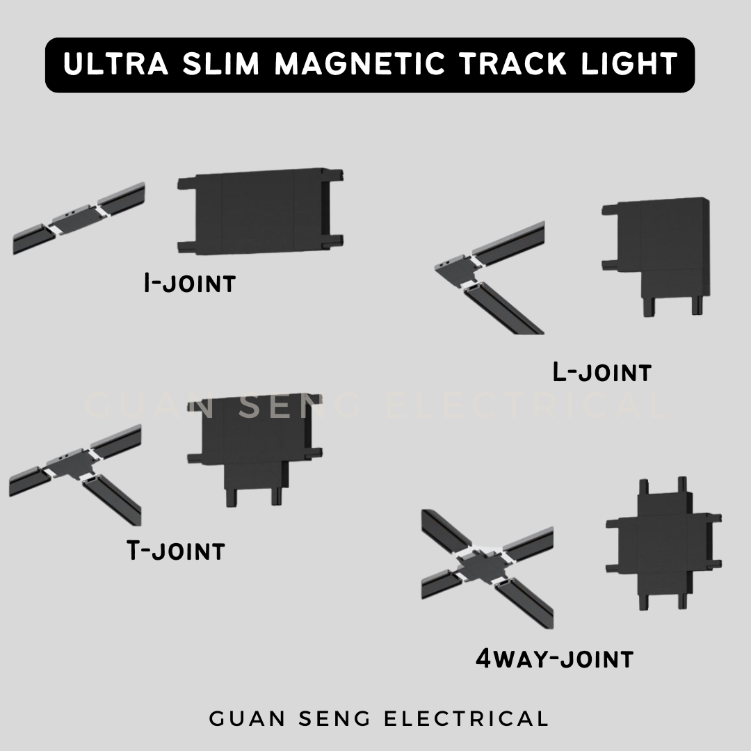 Ultra Slim Magnetic Track Light System 48V Surface Black White