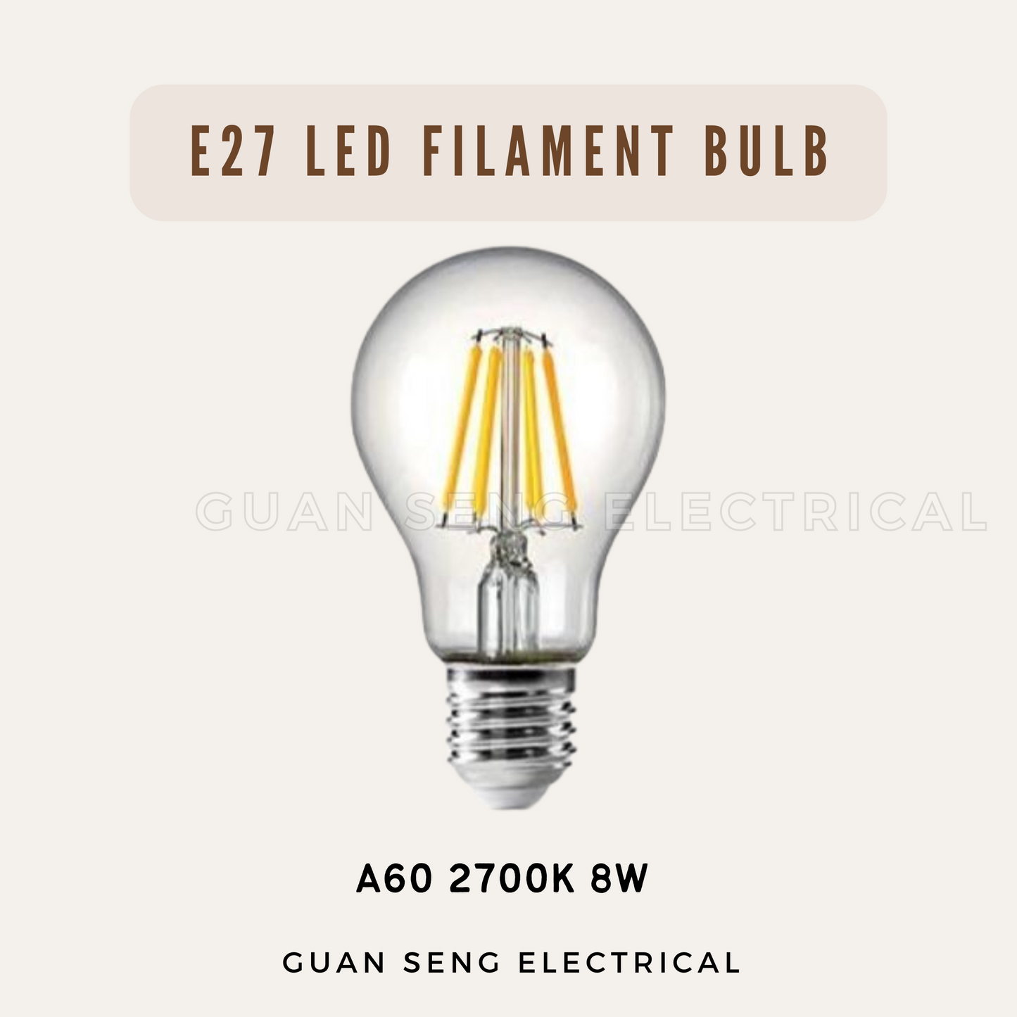 E27 LED Filament Lightbulb 8W A60 ST64