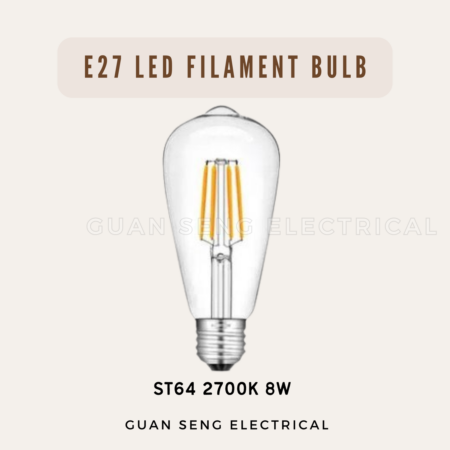 E27 LED Filament Lightbulb 8W A60 ST64