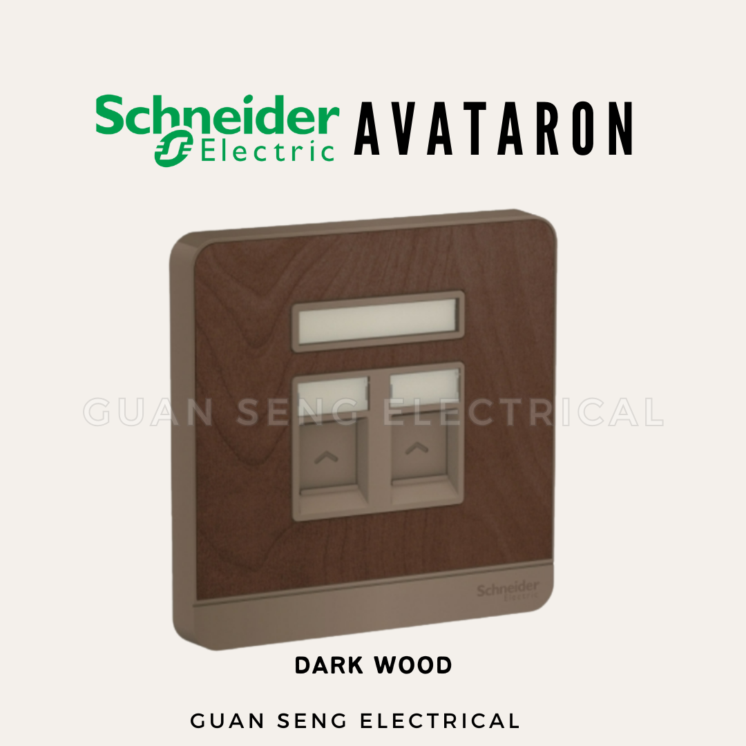 Schneider AvatarON RJ45 Cat6 Data Socket White Dark Grey Dark Wood Wine Gold Hairline Gold