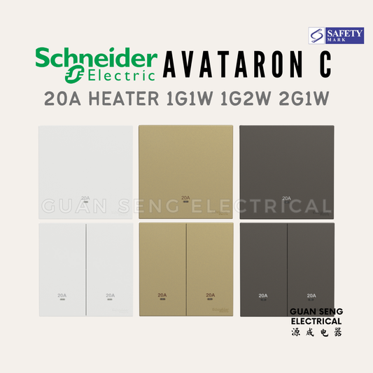 Schneider Avataron C 20A Heater 1G1W 1G2W 2G1W White, Wine Gold, Dark Grey