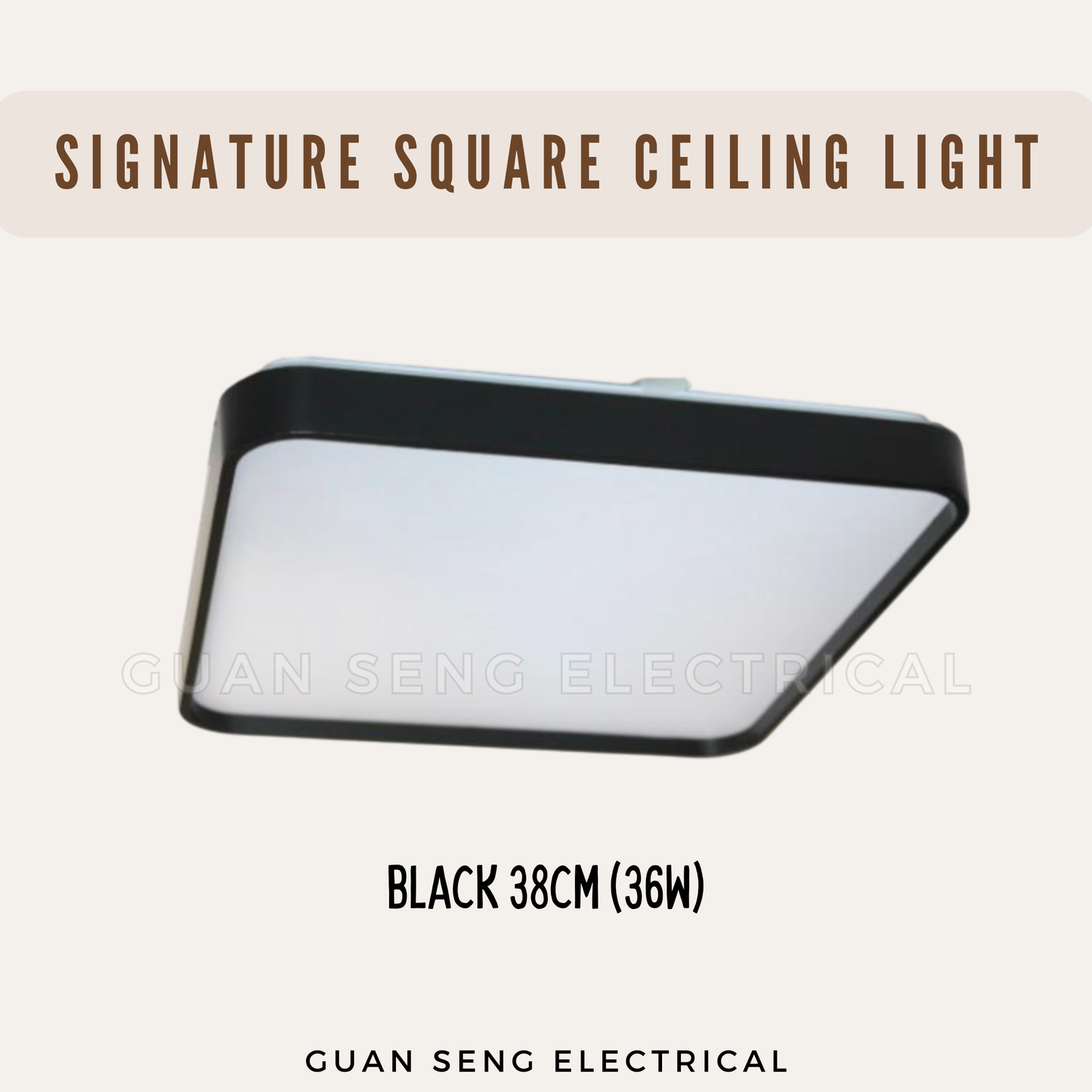 Signature Square Ceiling Light Black White 36W 48W Daylight 3 Tone