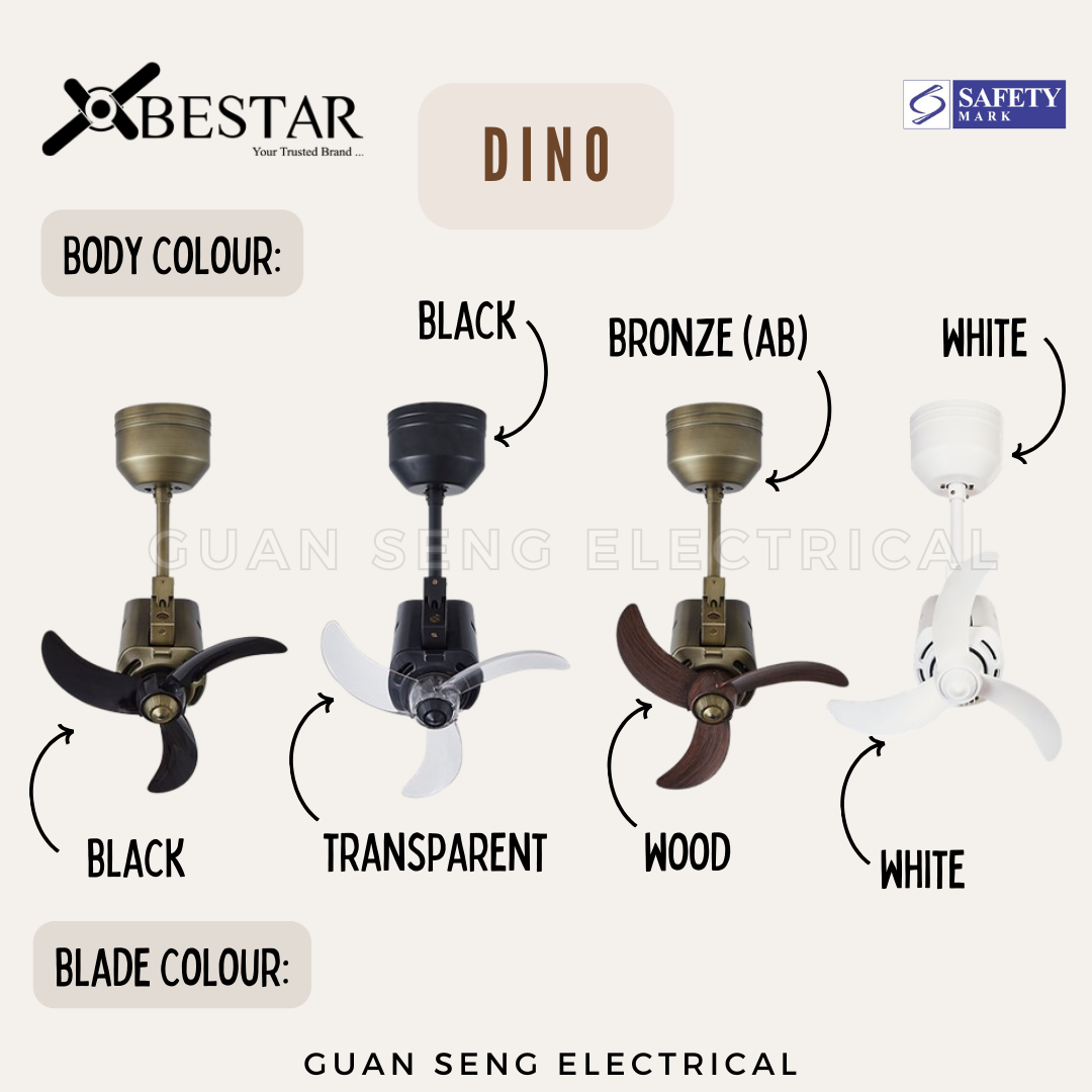 BESTAR 16" DINO Smart WIFI Corner Ceiling Fan with Remote Control