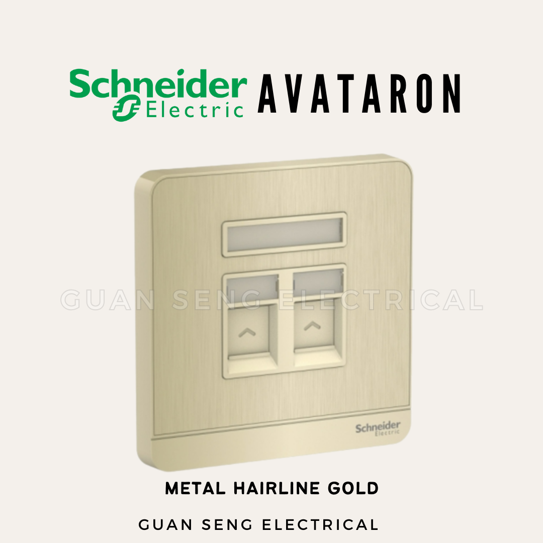 Schneider AvatarON RJ45 Cat6 Data Socket White Dark Grey Dark Wood Wine Gold Hairline Gold