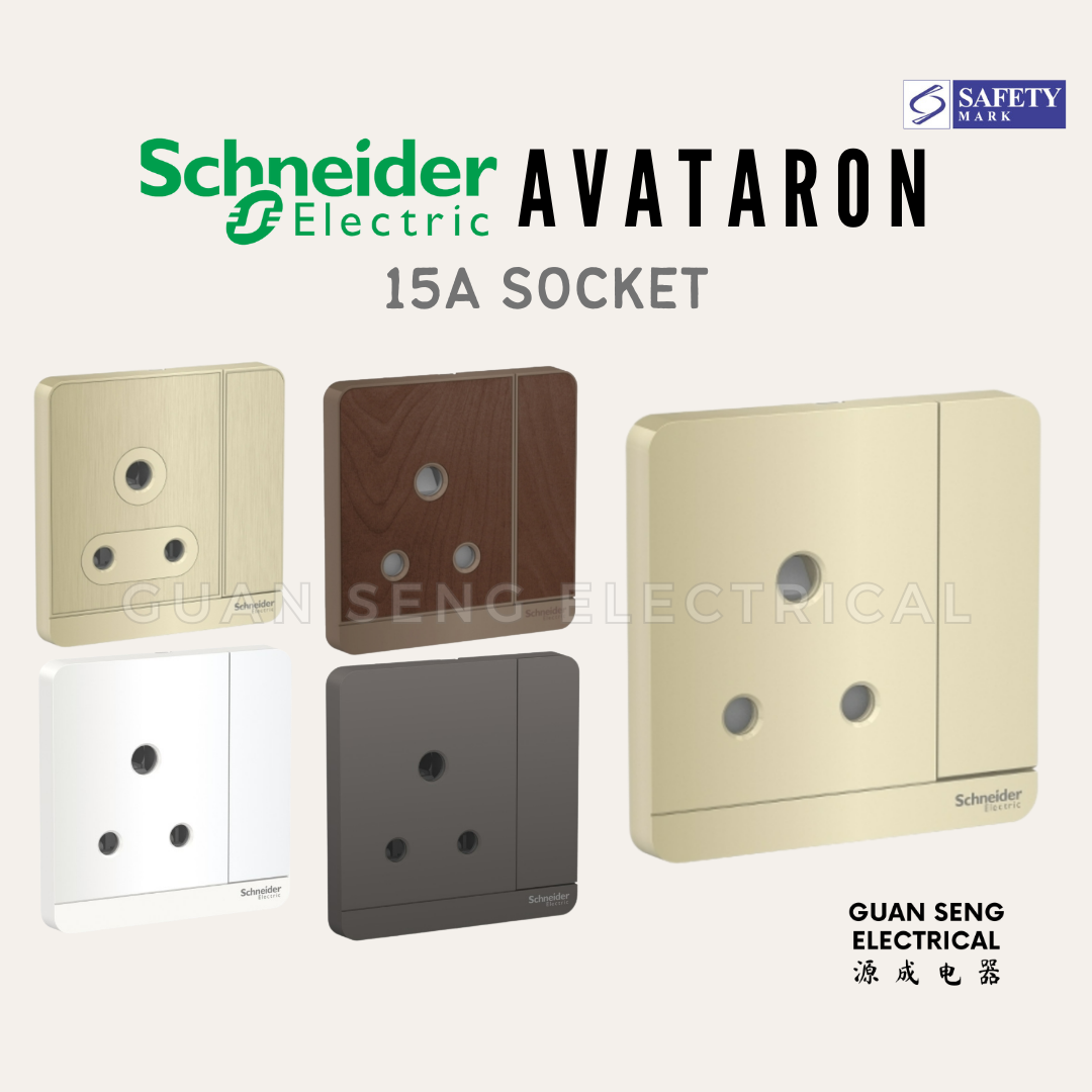 Schneider AvatarON 15A Socket White Dark Grey Dark Wood Wine Gold Hairline Gold