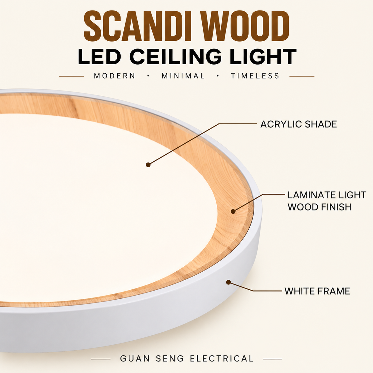 Scandi Wood LED Ceiling Light