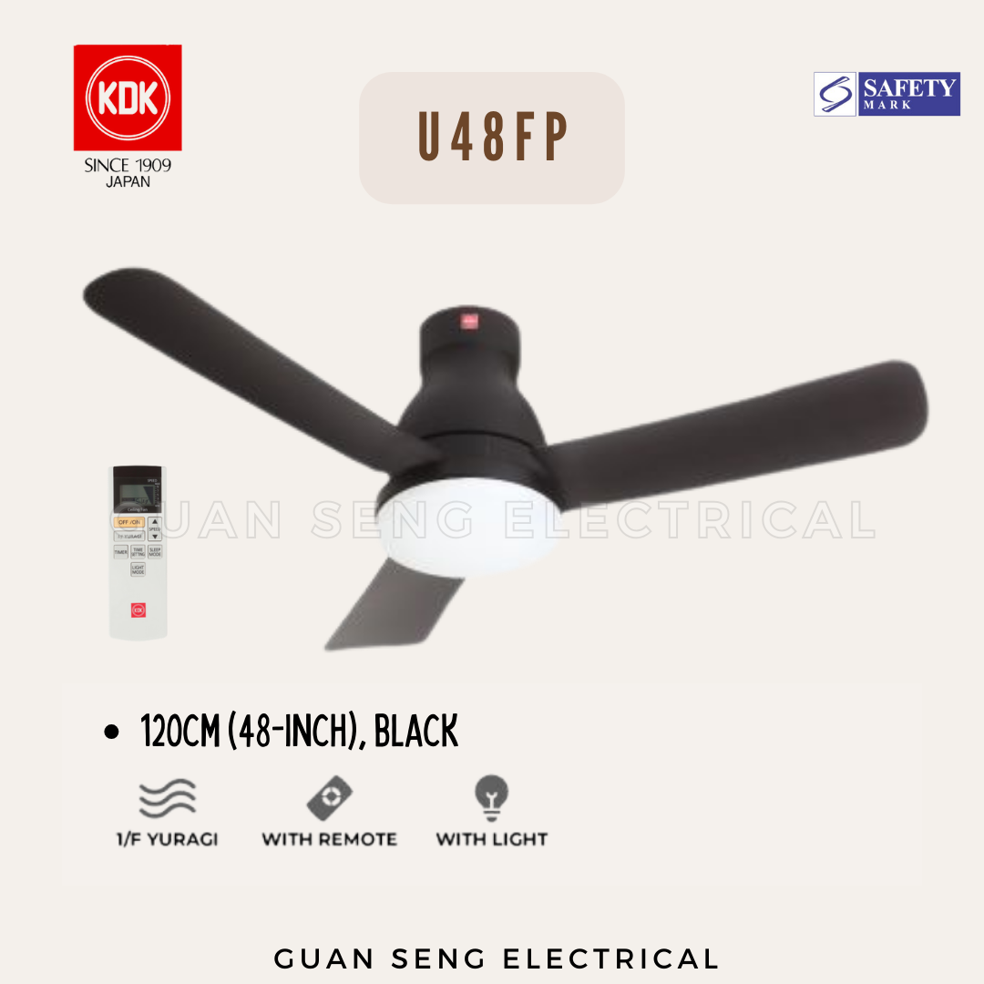 KDK U48FP DC Motor Ceiling Fan with LED Light Kit and Remote Control
