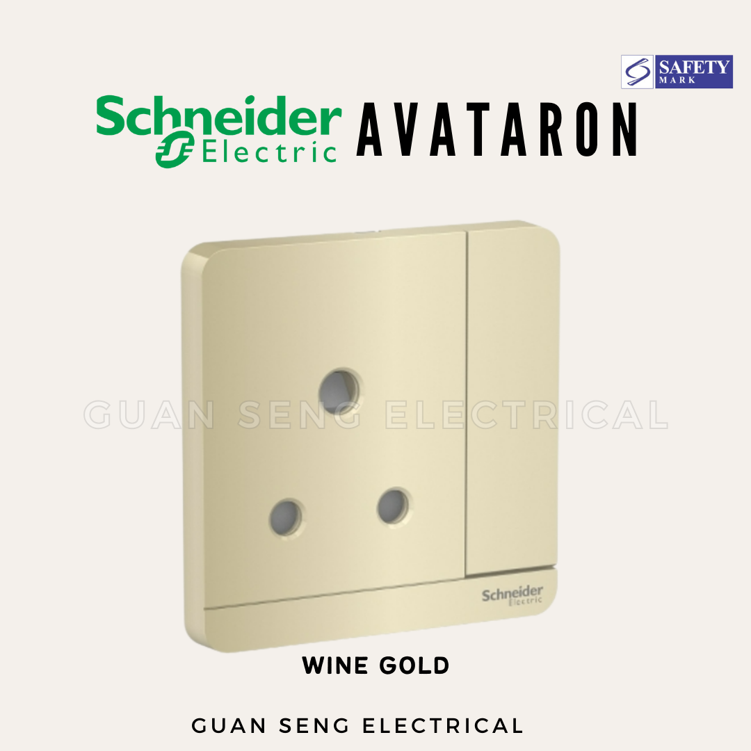 Schneider AvatarON 15A Socket White Dark Grey Dark Wood Wine Gold Hairline Gold