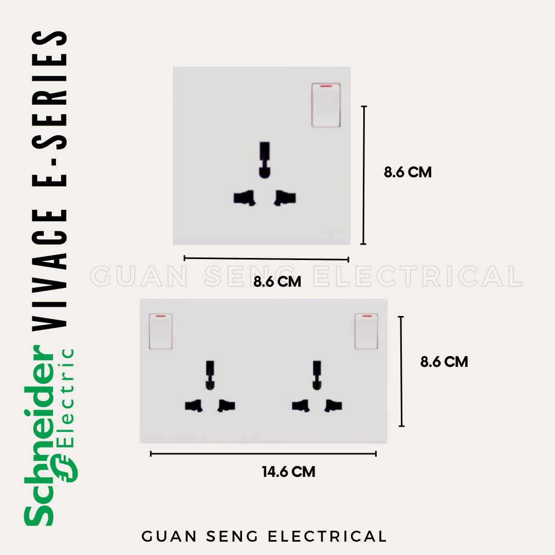 Schneider Electric Vivace E-Series Universal Socket White | Guan Seng Electrical Singapore