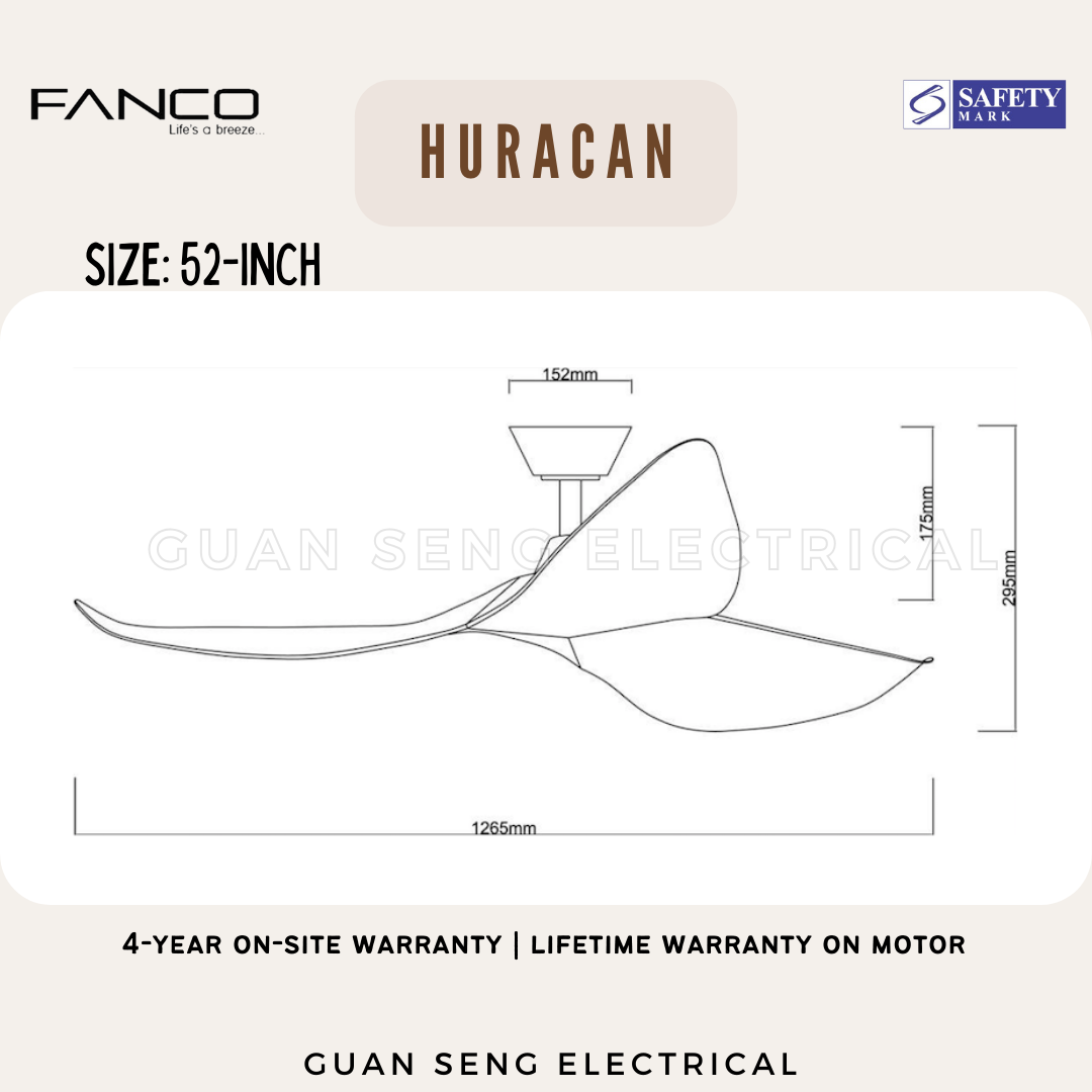 FANCO Huracan 52" DC Motor Ceiling Fan with Remote Control