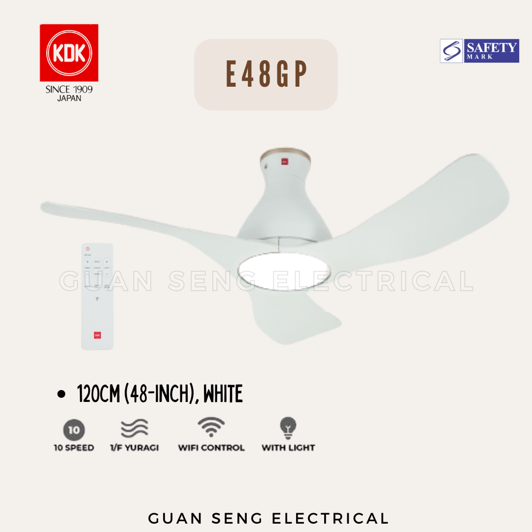KDK E48GP DC Motor Ceiling Fan with LED Light Kit, Wi-Fi and Apps Control