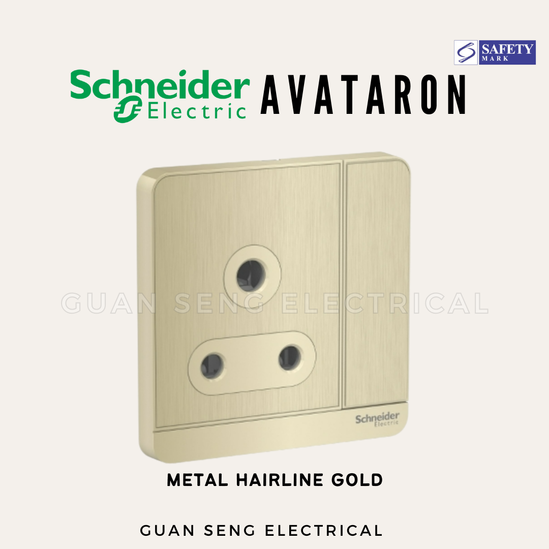 Schneider AvatarON 15A Socket White Dark Grey Dark Wood Wine Gold Hairline Gold