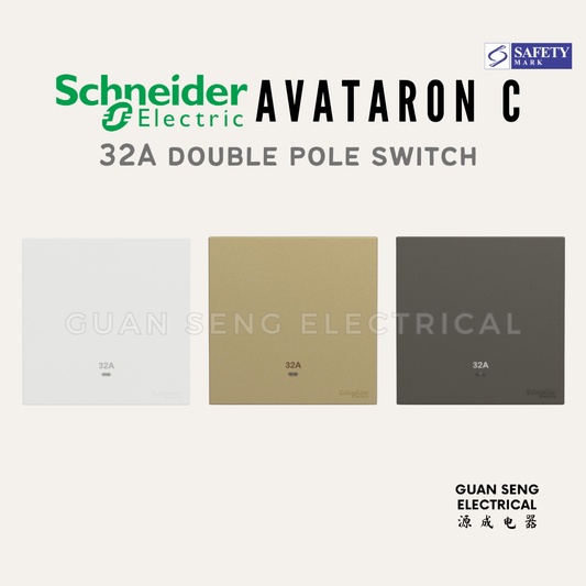 Schneider Avataron C 32A Double Pole Switch with LED
