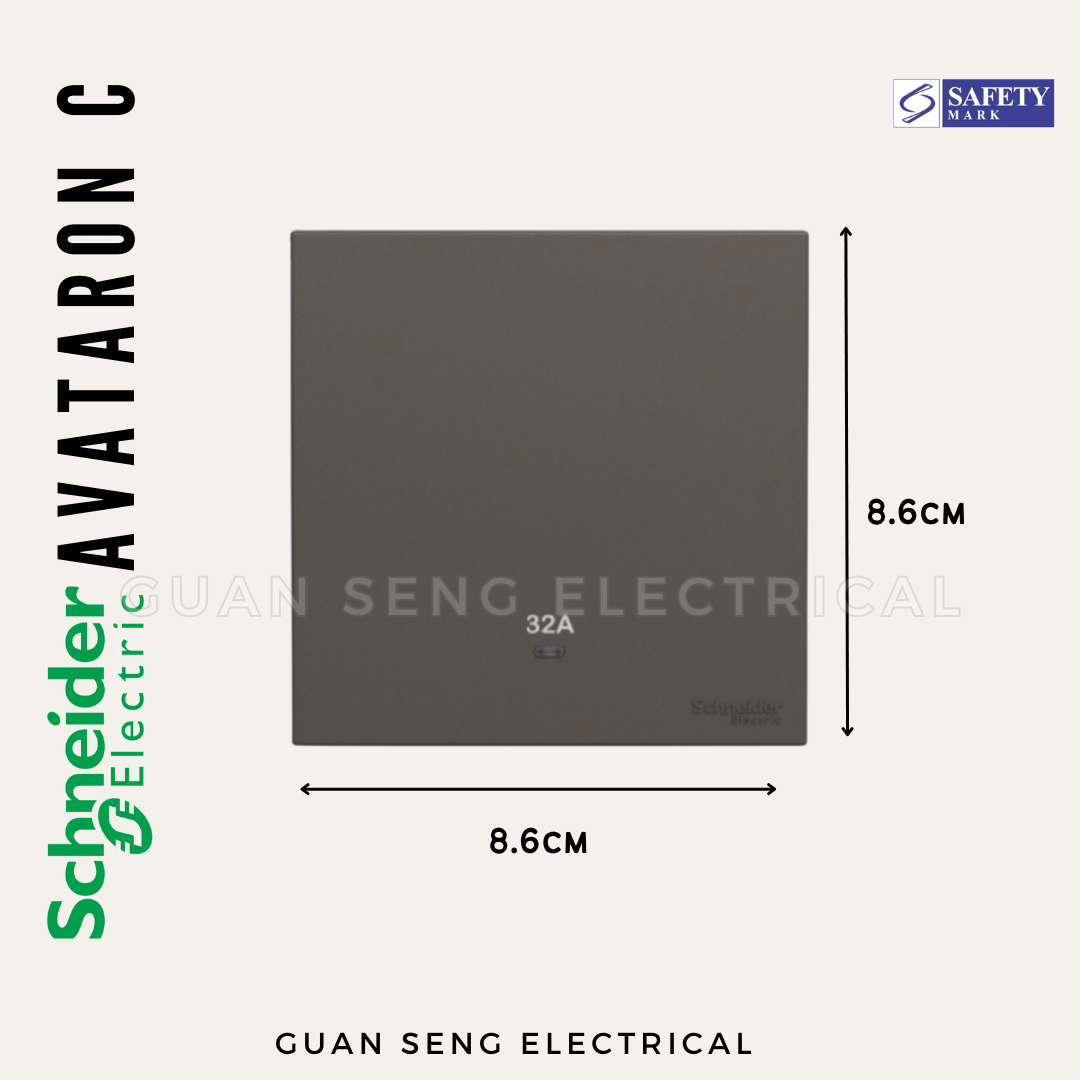 Schneider Avataron C 32A Double Pole Switch with LED
