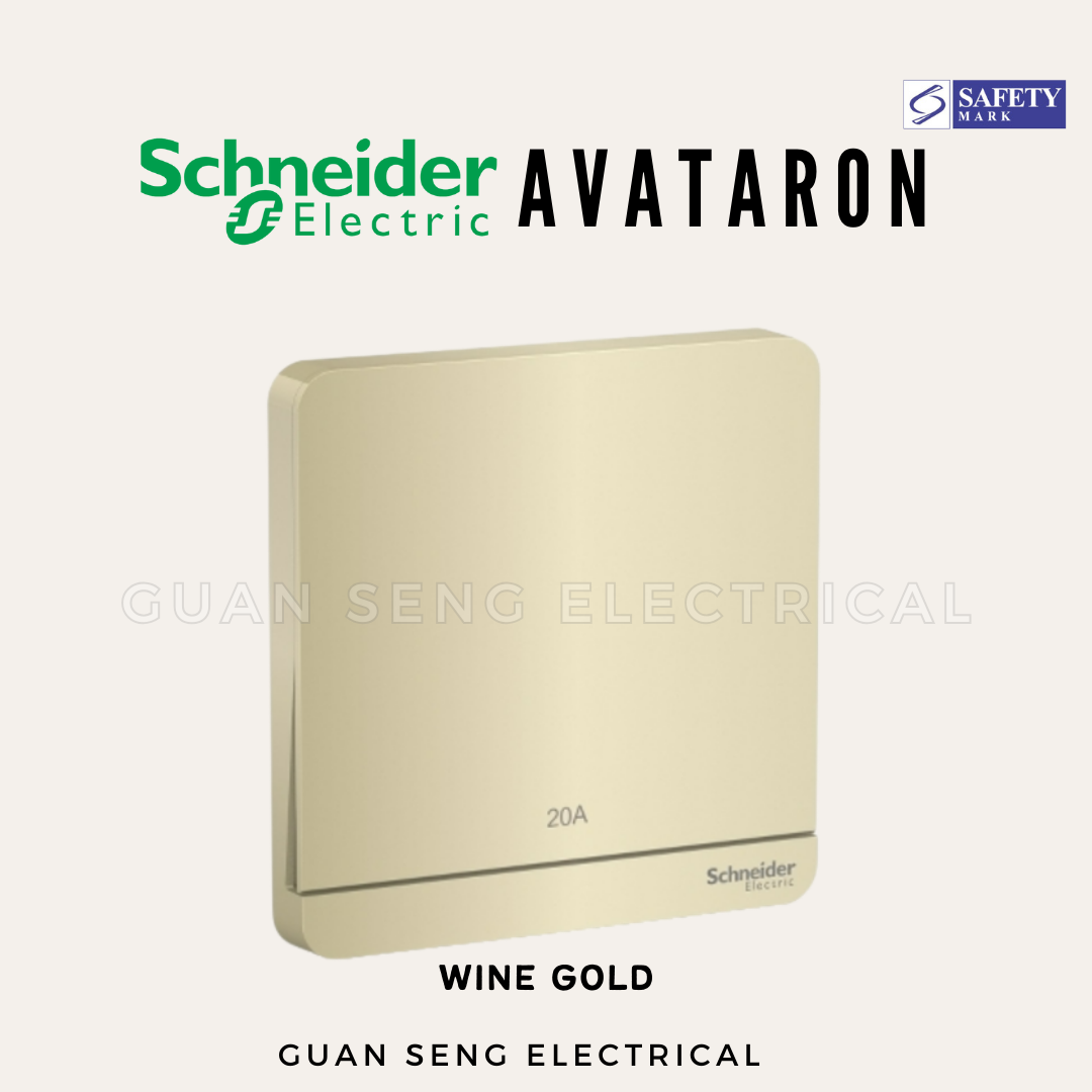 Schneider AvatarON 20A Water Heater Double Pole Switch White Dark Grey Dark Wood Wine Gold Hairline Gold
