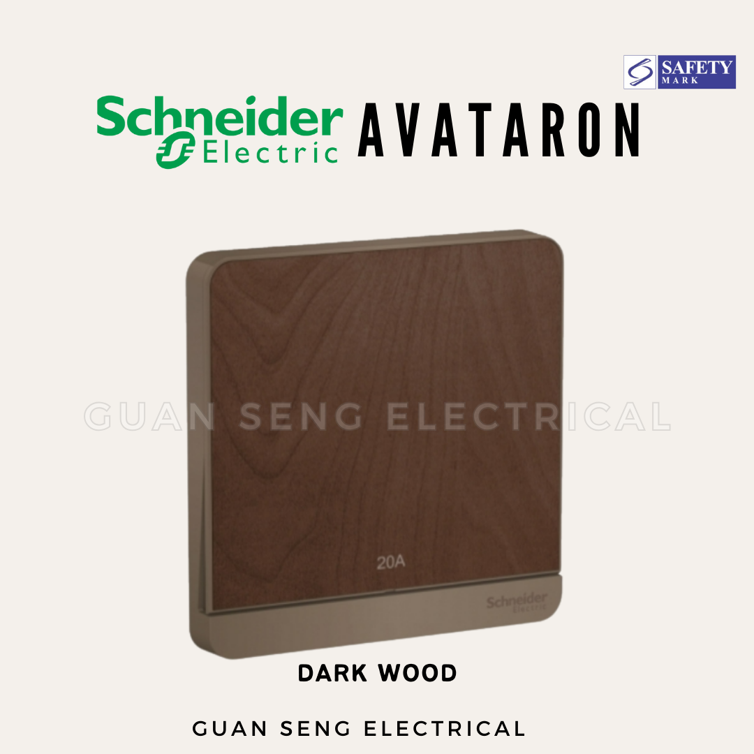 Schneider AvatarON 20A Water Heater Double Pole Switch White Dark Grey Dark Wood Wine Gold Hairline Gold