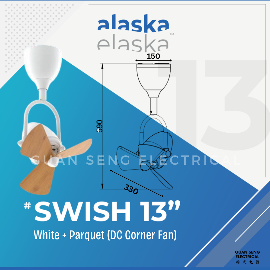 ALASKA SWISH 13″ Corner DC Ceiling Fan