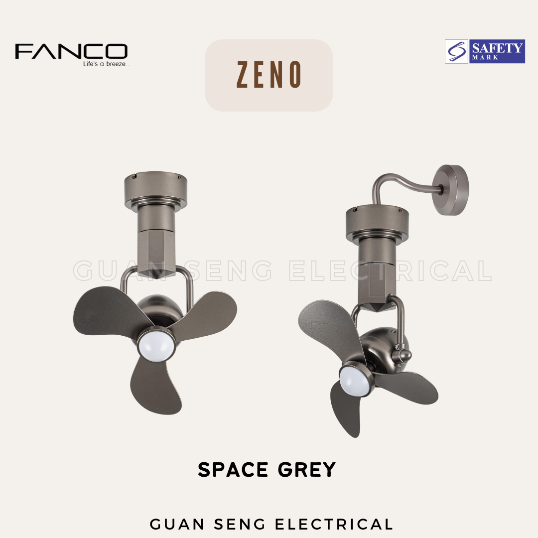 FANCO ZENO 16" DC Motor Ceiling / Wall Mounting Fan with Dimmable LED Light