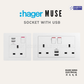 Hager Muse 13A Switched Socket with Dual USB | Guan Seng Electrical Singapore