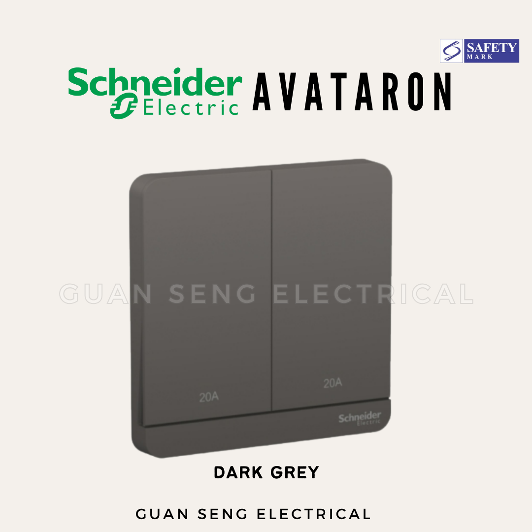 Schneider AvatarON 20A Water Heater Double Pole Switch White Dark Grey Dark Wood Wine Gold Hairline Gold