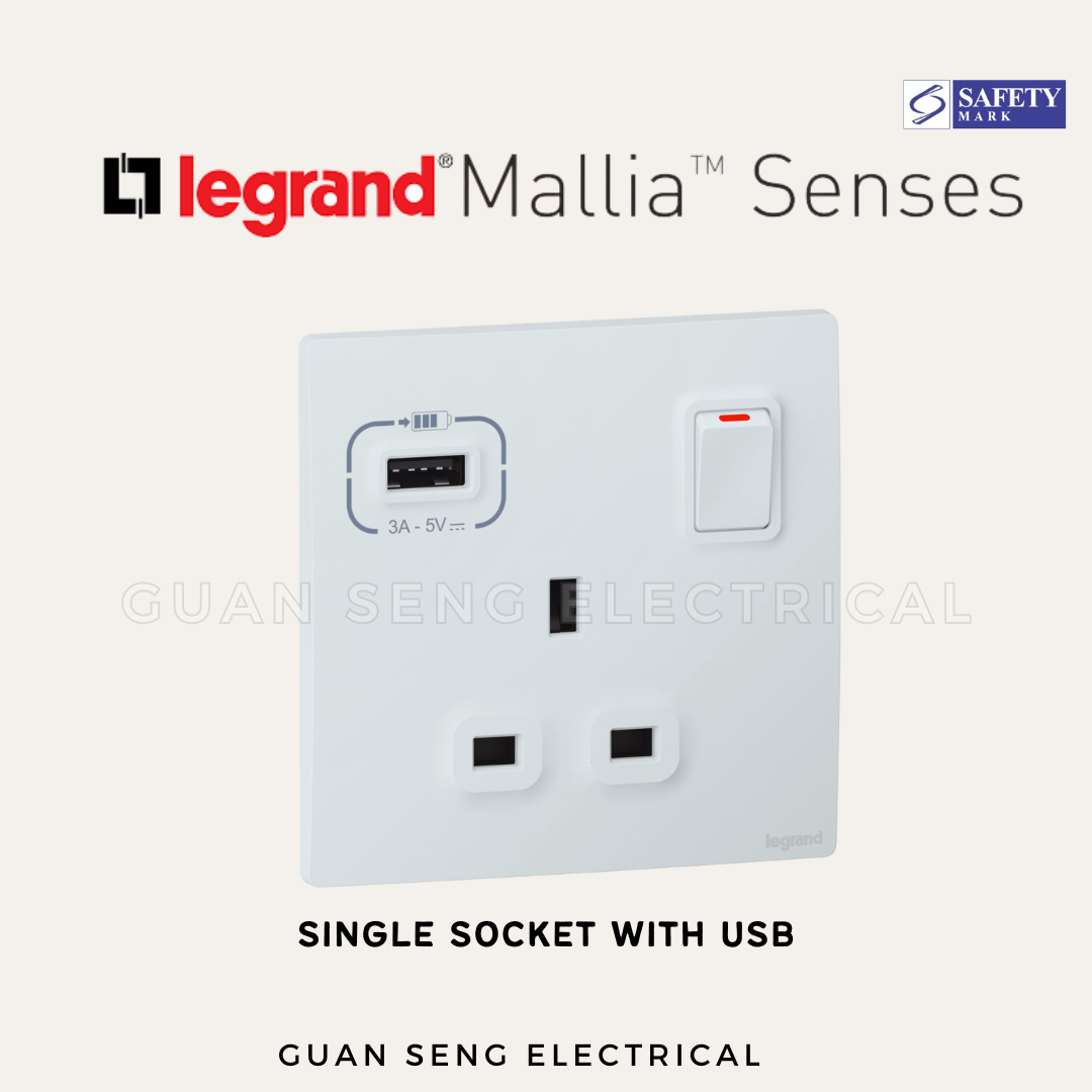 Legrand Mallia Senses Socket with USB White Dark Silver Champagne Matt Black