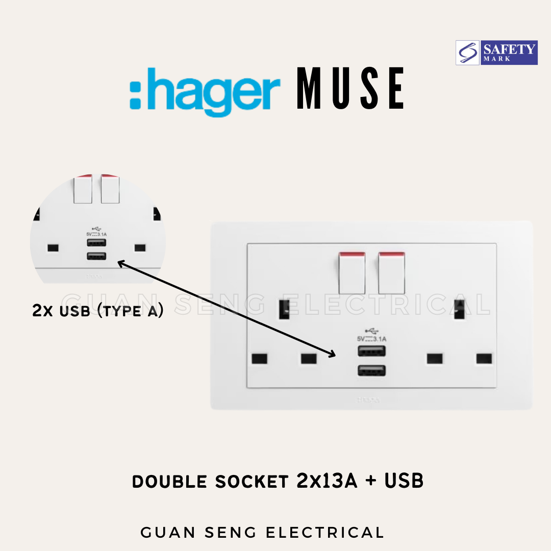 Hager Muse Socket with USB