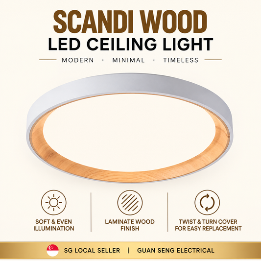Scandi Wood LED Ceiling Light