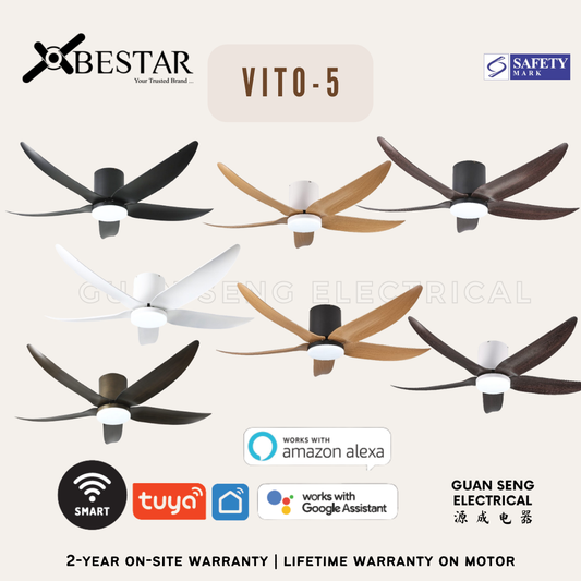 BESTAR VITO-5 42" 52" Hugger Smart Wifi Control DC Motor Ceiling Fan
