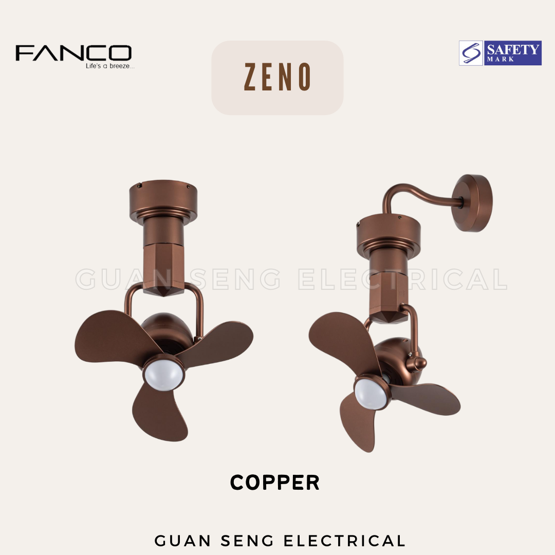 FANCO ZENO 16" DC Motor Ceiling / Wall Mounting Fan with Dimmable LED Light